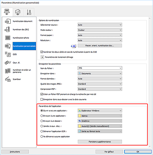 figure : boîte de dialogue Paramètres